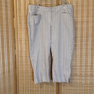 LANE BRYANT Womens 16 Pants Allie Slim Crop Striped Beach Coastal Resort Granny